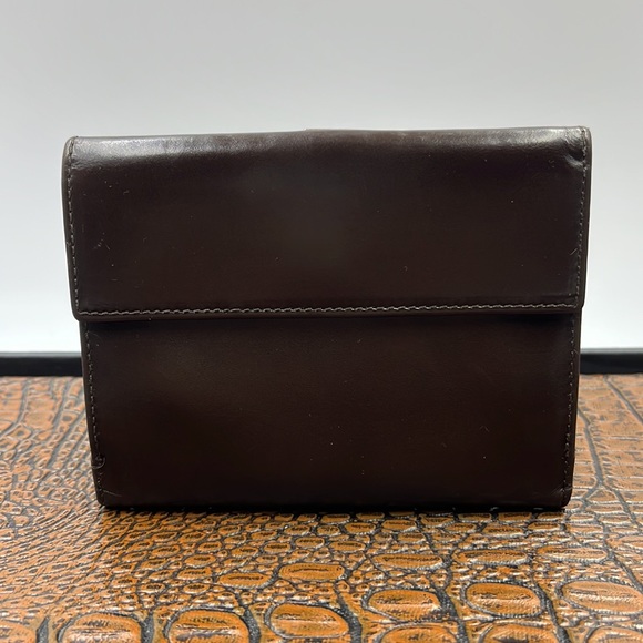 Vintage Prada Y2k Unisex All Leather Dark Espresso Compact Bifold Wallet - Picture 4 of 10